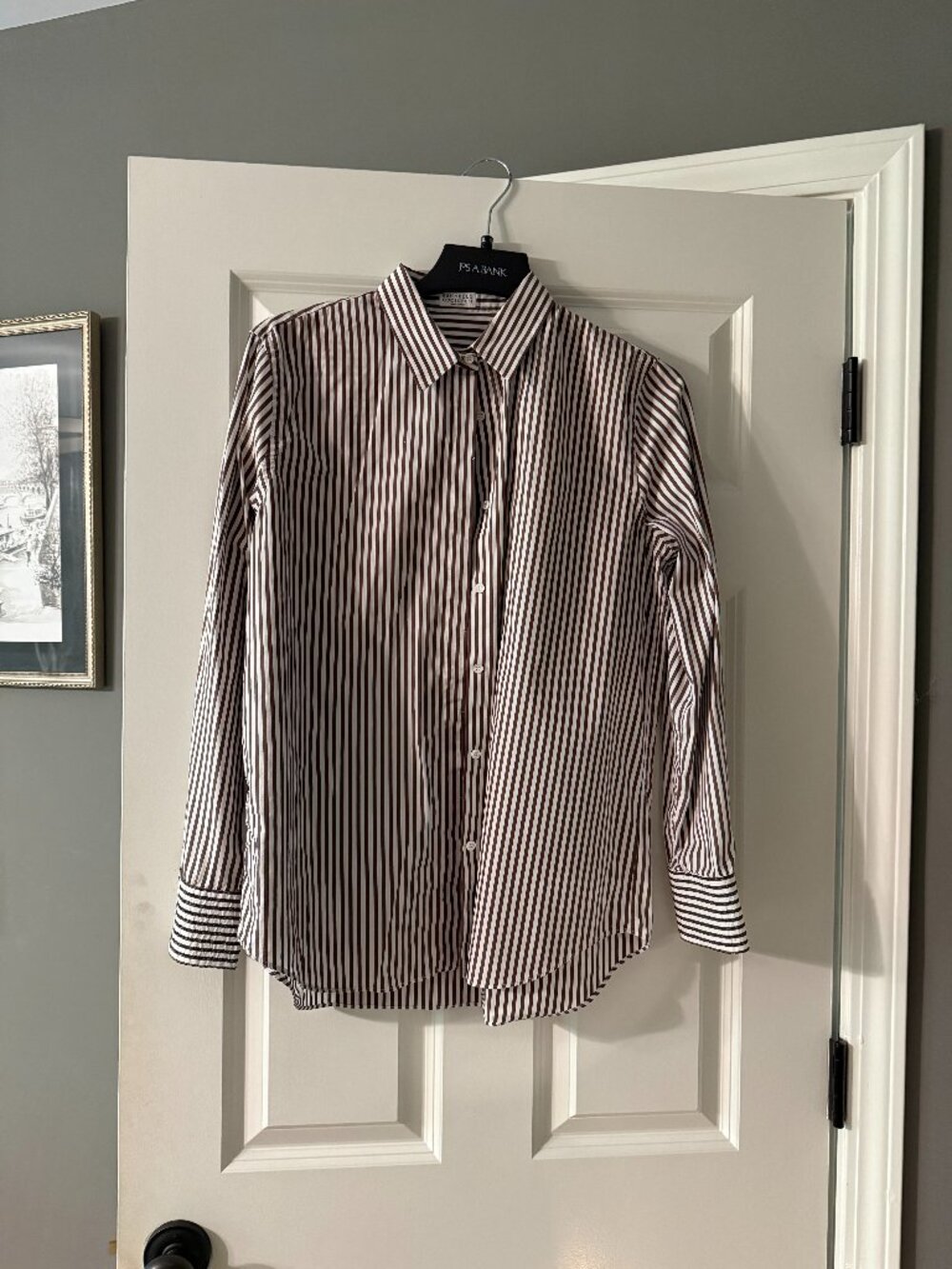 **Brunello Cucinelli Brown & White Striped Button-Down**